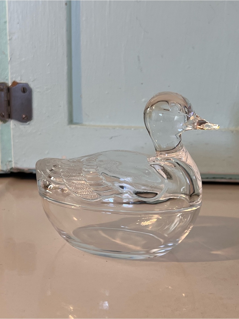 Vintage French Cristal d'Arques Duck Dish with Lid